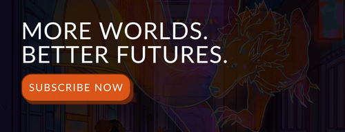 A subscribe now button with "More worlds. Better futures." overlaid on Augur 3.1 cover.